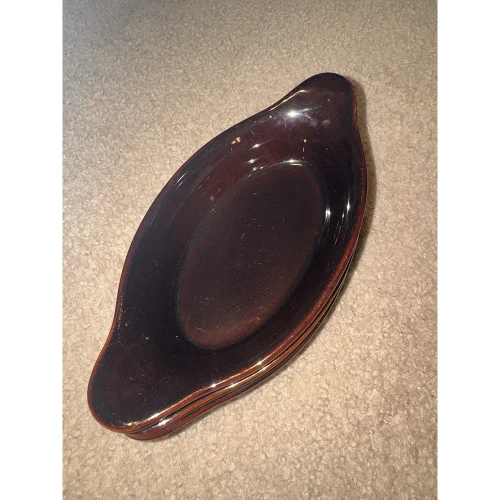 Pfaltzgraff Brown Drip 265 Au Gratin Oval Dishes Set of 3 Vintage Oven Safe